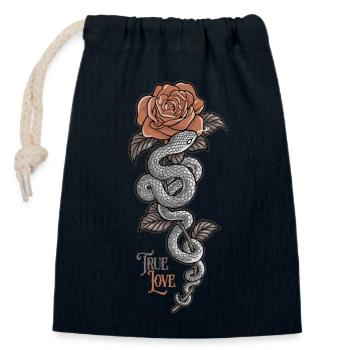 True Love - Closable cotton gift bag (14x20cm) - navy - Front
