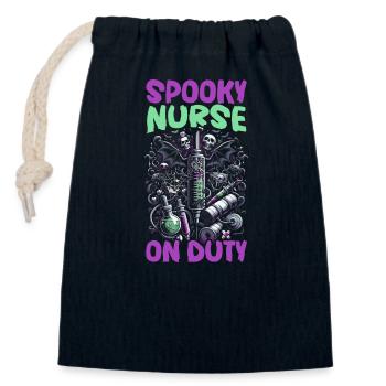 Infirmière drôle de costume d'Halloween - Sac cadeau en coton avec cordon (14 x 20 cm) - bleu marine - Devant