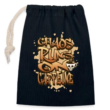 Chaos Runs on Caffeine - Caffeine Junkies Skull - Closable cotton gift bag (14x20cm) - navy - Front