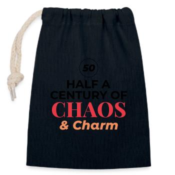 50th Birthday Half Century Chaos Charm - Closable cotton gift bag (14x20cm) - navy - Front