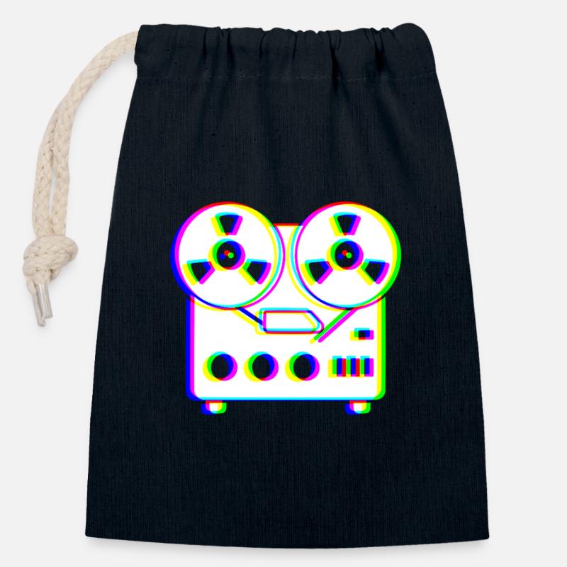 EDM Trikolor - Tonbandgerät - Glitch - Rave-Stil - Verschließbarer Geschenkbeutel aus Baumwolle (14x20cm) - Navy