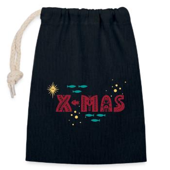 Noël de créature de mer - Sac cadeau en coton avec cordon (14 x 20 cm) - bleu marine - Devant