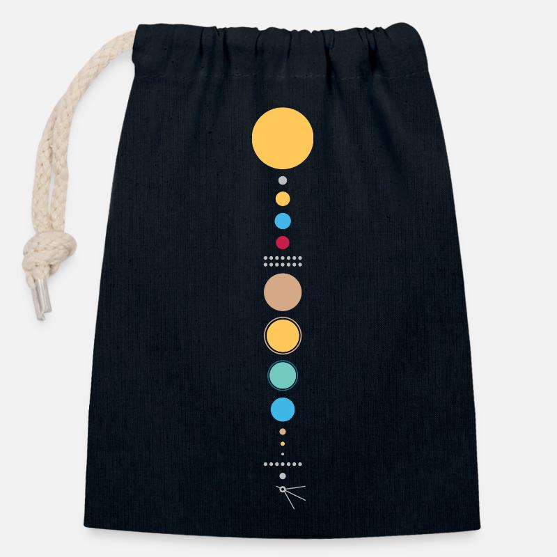 Système solaire - Sac cadeau en coton avec cordon (14 x 20 cm) - bleu marine
