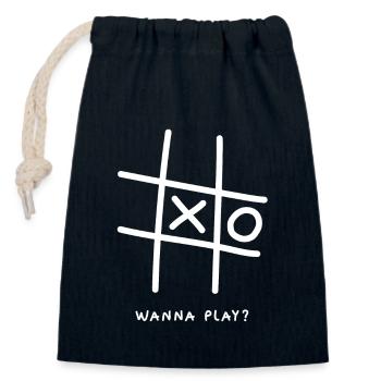 Tic Tac Toe - Closable cotton gift bag (14x20cm) - navy - Front