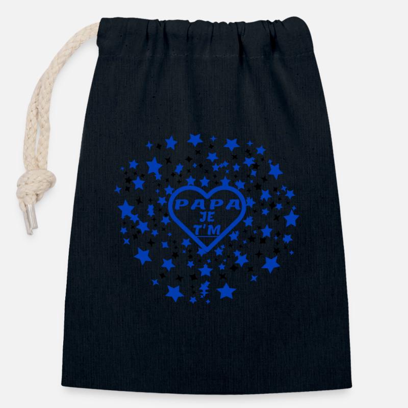 papa je t'aime - Sac cadeau en coton avec cordon (14 x 20 cm) - bleu marine