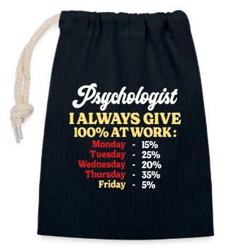 100% Au Travail Citation Drôle Psychologue - Sac cadeau en coton avec cordon (14 x 20 cm) - bleu marine - Devant