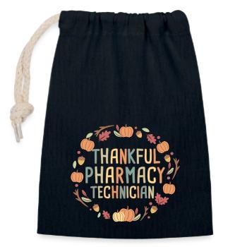 Pharmacy technician Thanksgiving - Closable cotton gift bag (14x20cm) - navy - Front