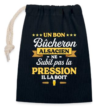 Bûcheron Alsacien Alsace Bûcheron - Sac cadeau en coton avec cordon (14 x 20 cm) - bleu marine - Devant