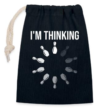Jeu De Bowling Humour Joueur de Bowling - Sac cadeau en coton avec cordon (14 x 20 cm) - bleu marine - Devant