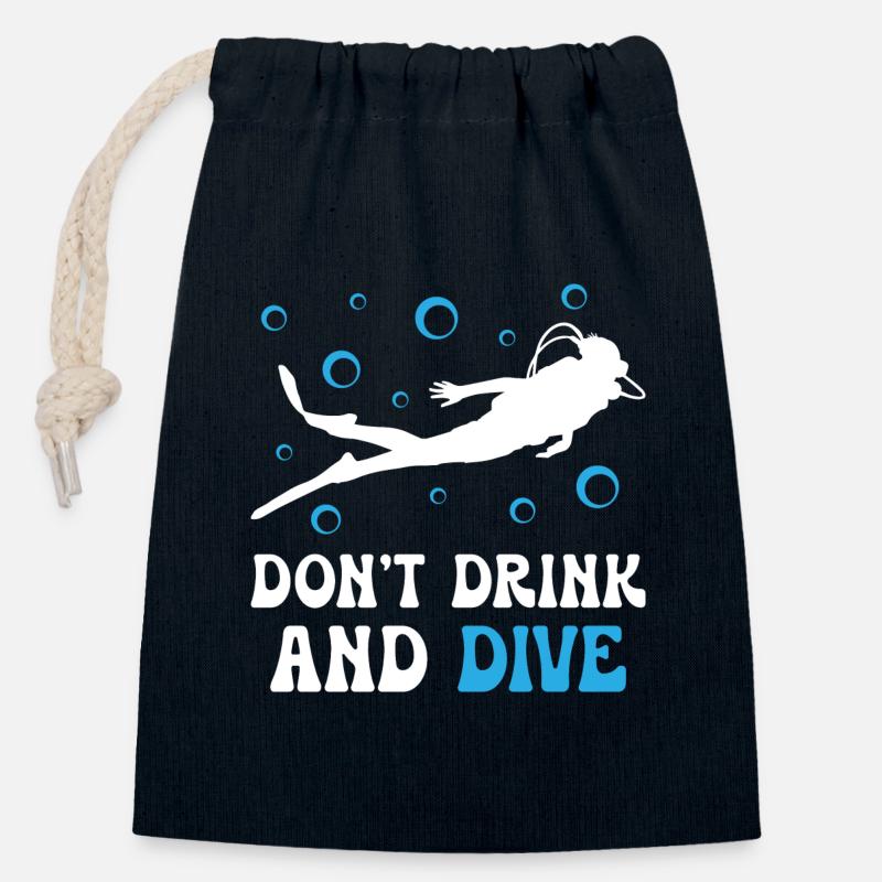 Ne Dring Et Ne Plongez Pas - Sac cadeau en coton avec cordon (14 x 20 cm) - bleu marine