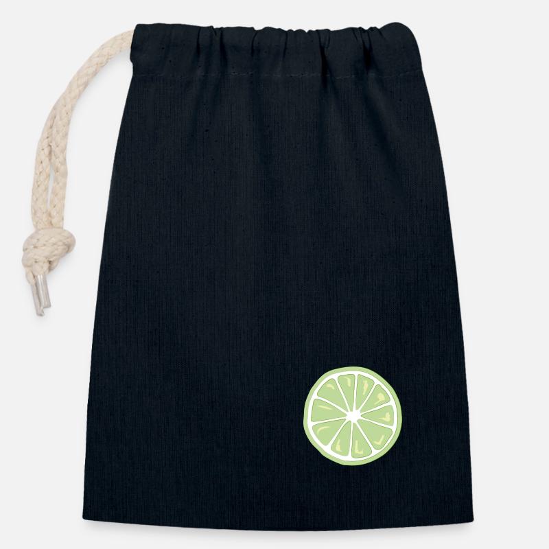 Früchtchen - Limette - Verschließbarer Geschenkbeutel aus Baumwolle (14x20cm) - Navy
