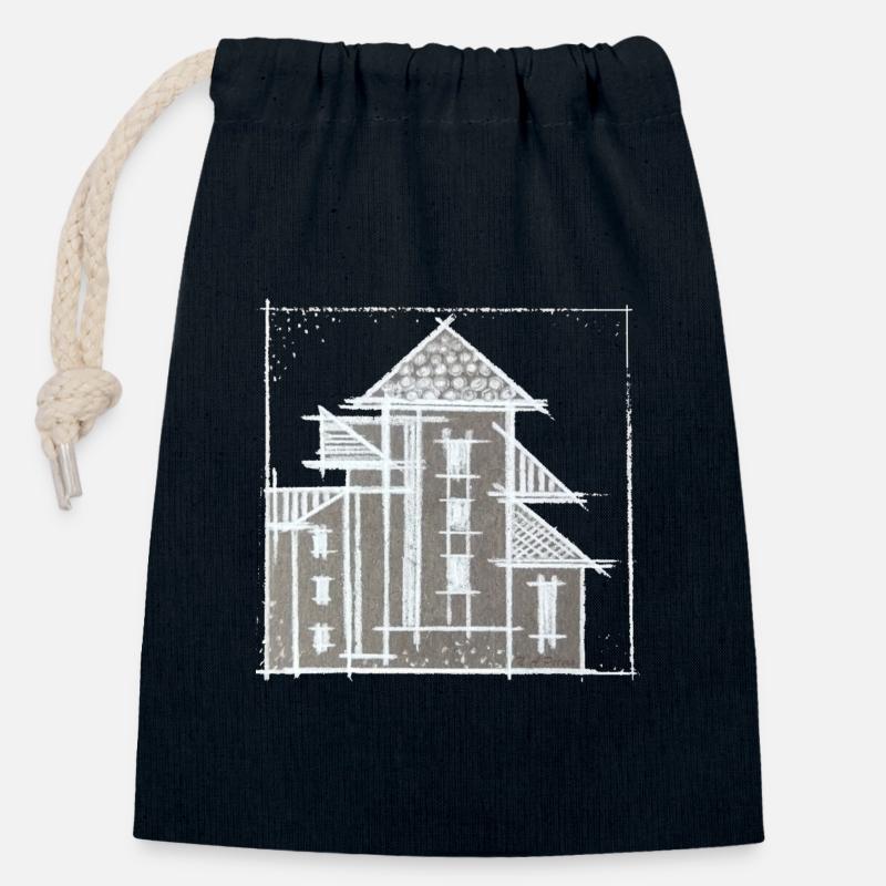 HOUSE - Closable cotton gift bag (14x20cm) - navy
