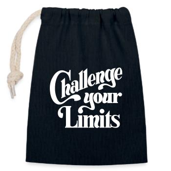 Repoussez vos limites - Conçu par KissingLetters - Sac cadeau en coton avec cordon (14 x 20 cm) - bleu marine - Devant