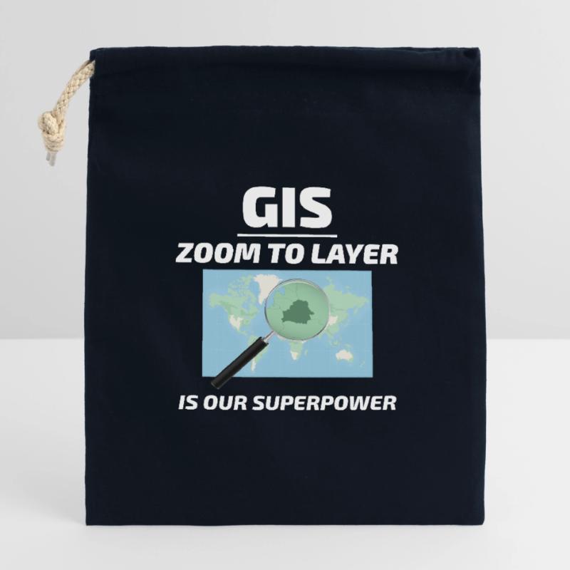 GIS Zoom to Layer Mapping Geospatial Tech Closable cotton gift bag (14x20cm)