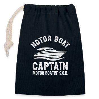 Bateau à moteur Capitaine Bateau à moteur - Sac cadeau en coton avec cordon (14 x 20 cm) - bleu marine - Devant