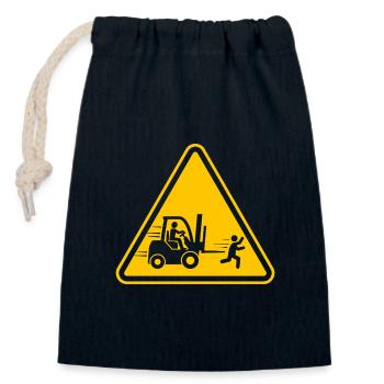 Chariot élévateur Attention Conducteur de chariot élévateur Magasiniers - Sac cadeau en coton avec cordon (14 x 20 cm) - bleu marine - Devant