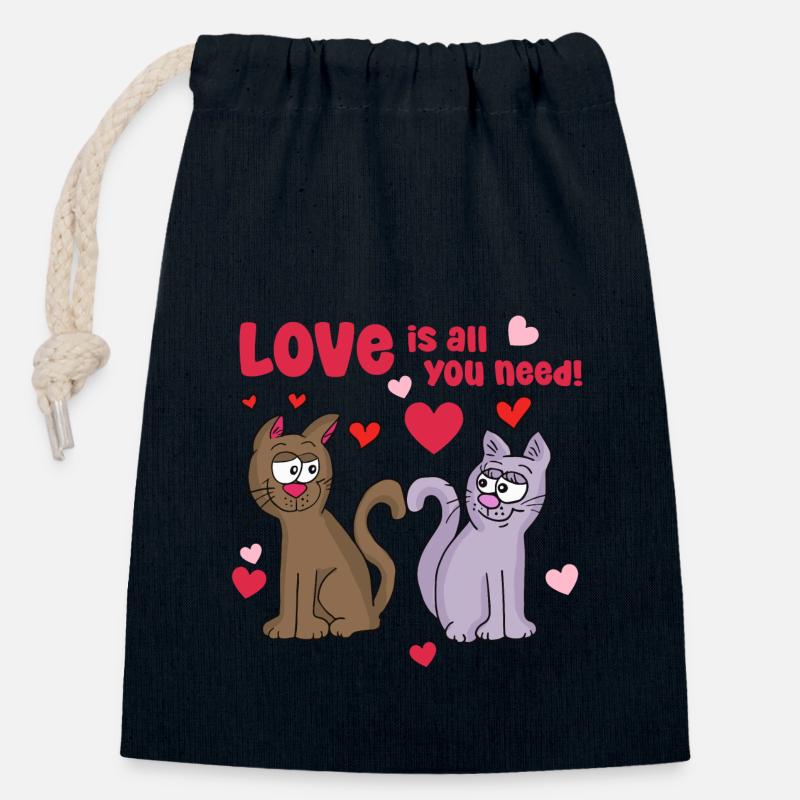love is all you need - Verschließbarer Geschenkbeutel aus Baumwolle (14x20cm) - Navy