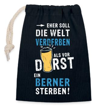 Eher soll die Welt verderben - Verschließbarer Geschenkbeutel aus Baumwolle (14x20cm) - Navy - Vorne