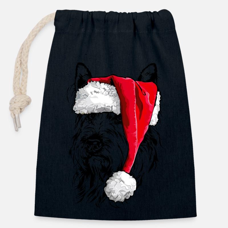Santa BERGER PICARD Weihnachten Hunde Wilsigns - Verschließbarer Geschenkbeutel aus Baumwolle (14x20cm) - Navy
