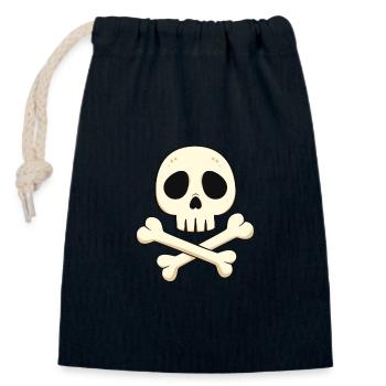 Cartoon skull and crossbones - Closable cotton gift bag (14x20cm) - navy - Front