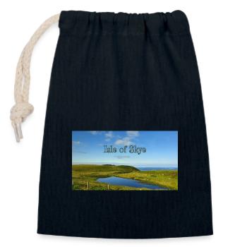 Île de Skye - Sac cadeau en coton avec cordon (14 x 20 cm) - bleu marine - Devant