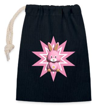 Rosa Stern mit süßem rosa Hasen. - Verschließbarer Geschenkbeutel aus Baumwolle (14x20cm) - Navy - Vorne