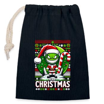Candy Cane Noël humour Tee - Sac cadeau en coton avec cordon (14 x 20 cm) - bleu marine - Devant