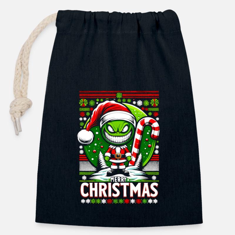 Candy Cane Christmas Humor Tee - Verschließbarer Geschenkbeutel aus Baumwolle (14x20cm) - Navy