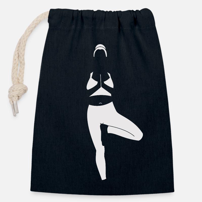 Yoga Baum Pose, weiß - Verschließbarer Geschenkbeutel aus Baumwolle (14x20cm) - Navy