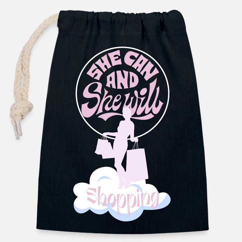 Shopping Queen - Closable cotton gift bag (14x20cm) - navy