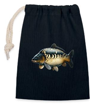 Carpe - Sac cadeau en coton avec cordon (14 x 20 cm) - bleu marine - Devant