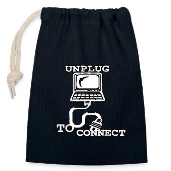 Débranchez pour connecter - Sac cadeau en coton avec cordon (14 x 20 cm) - bleu marine - Devant