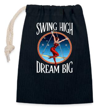 Trapéziste Artiste de cirque Acrobatie - Sac cadeau en coton avec cordon (14 x 20 cm) - bleu marine - Devant