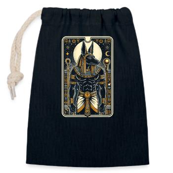 Anubis Dieu égyptien Mythologie Egypte Pharaon - Sac cadeau en coton avec cordon (14 x 20 cm) - bleu marine - Devant