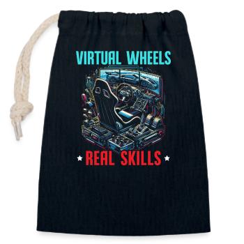 Sim Racing Sirm Racer Racing Simulation Simracing - Closable cotton gift bag (14x20cm) - navy - Front