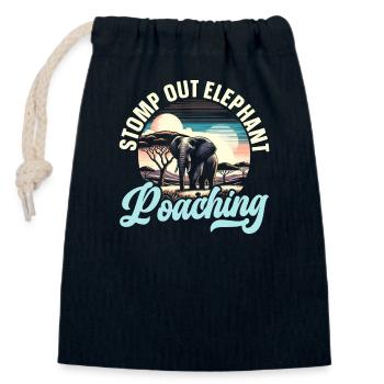 Endangered Species, Animal Lover, Elephant - Closable cotton gift bag (14x20cm) - navy - Front