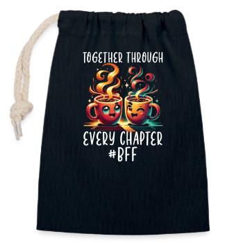 Meilleur ami Fête des mères Café BFF - Sac cadeau en coton avec cordon (14 x 20 cm) - bleu marine - Devant