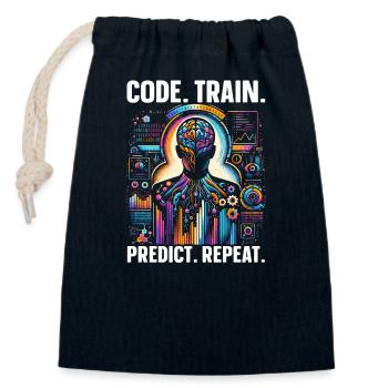 Artificial Intelligence, AI, Machine Learning - Closable cotton gift bag (14x20cm) - navy - Front