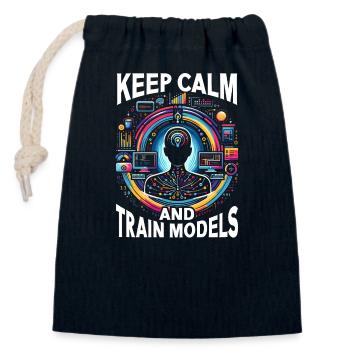 Artificial Intelligence, AI, Machine Learning - Closable cotton gift bag (14x20cm) - navy - Front