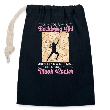 Bouldering Girl Bouldering escalade cadeau - Sac cadeau en coton avec cordon (14 x 20 cm) - bleu marine - Devant