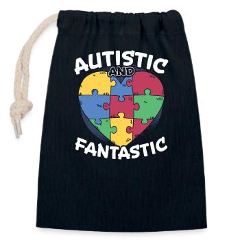 Drôle Autisme Neurodiversité Autiste - Sac cadeau en coton avec cordon (14 x 20 cm) - bleu marine - Devant