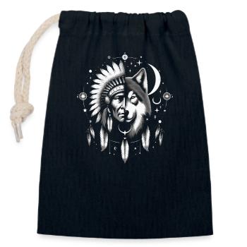 Indien amérindien Cherokee Apache - Sac cadeau en coton avec cordon (14 x 20 cm) - bleu marine - Devant