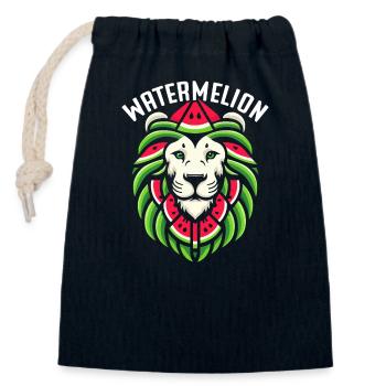 Lion d'été drôle de pastèque - Sac cadeau en coton avec cordon (14 x 20 cm) - bleu marine - Devant