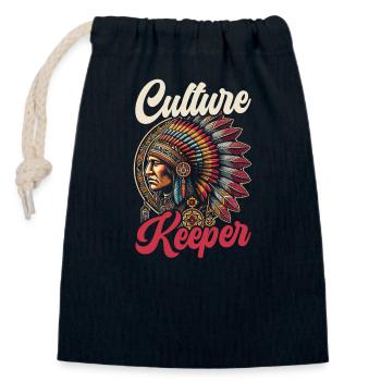 Tribu indienne Cherokee Apache - Sac cadeau en coton avec cordon (14 x 20 cm) - bleu marine - Devant