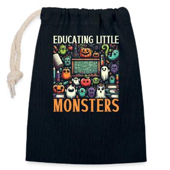 Professeur d'école de costumes d'Halloween drôle - Sac cadeau en coton avec cordon (14 x 20 cm) - bleu marine - Devant