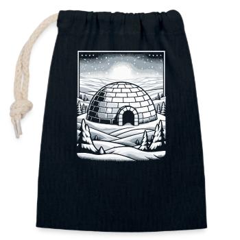 Igloo Ice Snow Flake Winter - Closable cotton gift bag (14x20cm) - navy - Front