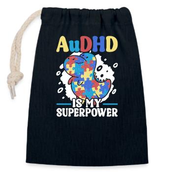 Audhd-disability Autism Adhs - Closable cotton gift bag (14x20cm) - navy - Front