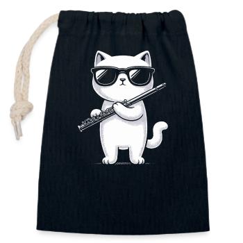 Flûtiste, flûtiste, musicien, bois, comédie musicale - Sac cadeau en coton avec cordon (14 x 20 cm) - bleu marine - Devant