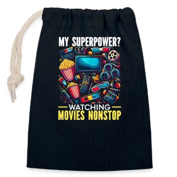 film cinéma amant popcorn film - Sac cadeau en coton avec cordon (14 x 20 cm) - bleu marine - Devant