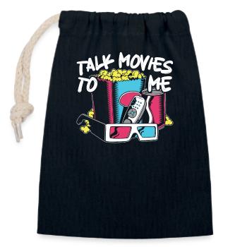 Citation « ciné-ciné-amateur de pop-corn-film » - Sac cadeau en coton avec cordon (14 x 20 cm) - bleu marine - Devant
